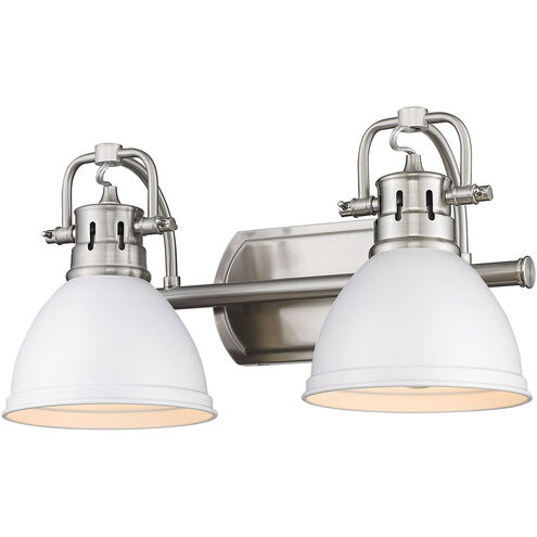 Duncan 2 Light 17 inch Pewter Bath Vanity Wall Light in Matte White